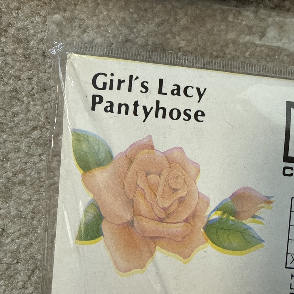 Lot of 3 Vintage Body Kiss Girls Lacy Pantyhose Nylon Size L 7-10 49-74 lbs - Picture 4 of 8